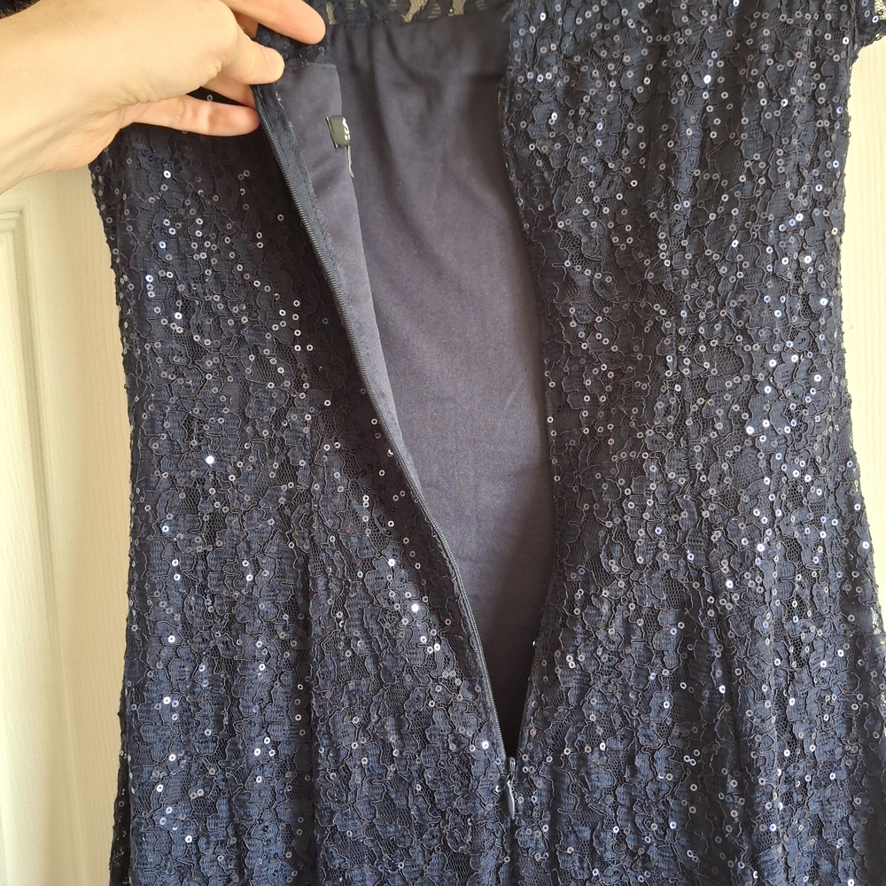 SLNY Navy Sequin Midi Dress - Picture 10 of 16